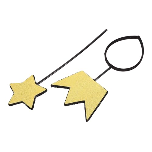 Beavorty Feen -zauberstabkrone Feenstab Für Frauen Tiara-krone Anziehen Verkleide Feen-accessoires Prinzessin Verkleiden Feenstern Zauberstab Brautkrone Golden Polyester von Beavorty