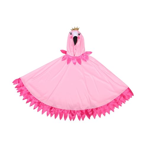 Beavorty Flamingo Performance Kostüm Flamingo Kostüm Zubehör Unisex Flamingo Kostüm Kapuzenumhang Flamingo Themenkostüm Unisex Cosplay Kostüm Mädchen Anziehumhang Stoff Rosy von Beavorty