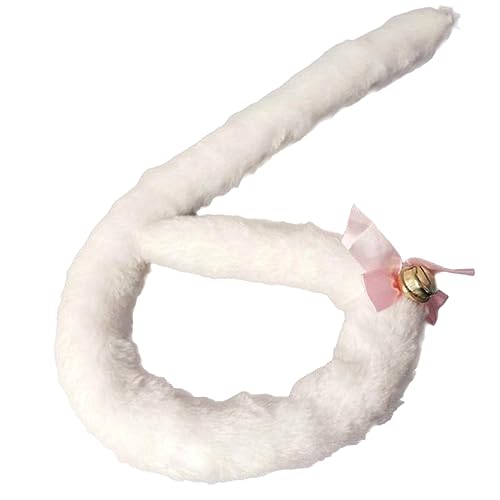 Beavorty Flexibler Katzen Plüsch Mit Abnehmbarer Glocke Für Cosplay Kostümfeiern Halloween Weihnachtsfeiern Katzen Cosplay Zubehör Weiß von Beavorty