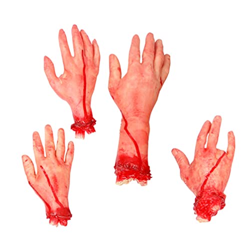 Beavorty 4 Stück des Todes Xanathars Blutige Menschenhände Halloween H?nde Körper Simulierter Blutiger Finger Tobots Spielzeug Halloween-hände Halloween-Requisiten Tot Ornament Hand von Beavorty