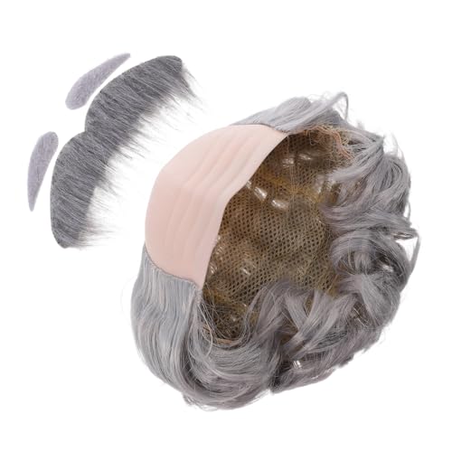 Beavorty Halloween Glatzenkopf Erwachsene Realistische Glatzenhaube mit Schnurrbart und Augenbrauen Leichtes Bequemes Kostümzubehör für Theater Cosplay und Partyverkleidung von Beavorty