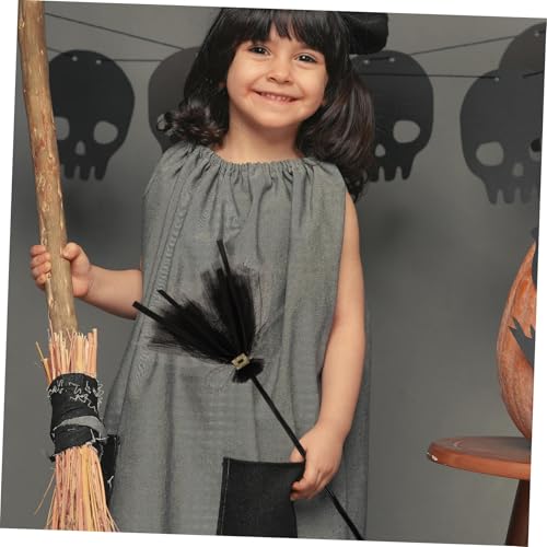 Beavorty Halloween Hexenbesen Schwarz Leichtes Cosplay Requisit Langlebig und Wiederverwendbar für Party Dekoration und Verkleidung mit Komfortablem Griff und Kreativem Design von Beavorty