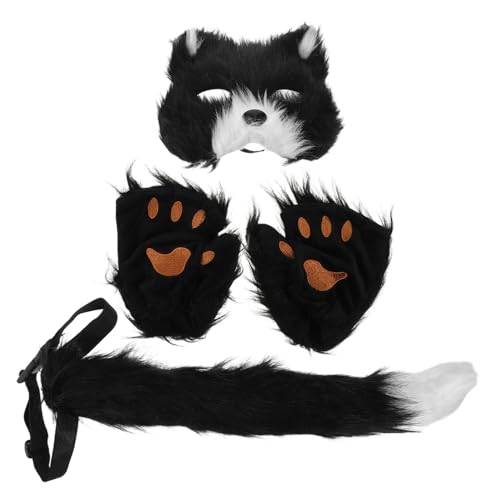 Beavorty Halloween -Katzenanzug pelzige Pfotenhandschuhe katzenmaske kostüm Katzenkostüm für Mädchen Maskerade Fuchsmaske Frau Katzenmaske katzenpfotenhandschuhe Kunstfell Schwarz Beavorty Halloween -Katzenanzug pelzige Pfotenhandschuhe katzenmaske kostüm Katzenkostüm für Mädchen Maskerade Fuchsmaske Frau Katzenmaske katzenpfotenhandschuhe Kunstfell Schwarz von Beavorty
