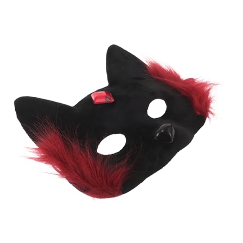 Beavorty Halloween Katzenmaske Halbgesicht Plüsch Cosplay Accessoire Rotes Schwarz Niedliches Tiergesicht Party Maske für Halloween Kostüm Beavorty Halloween Katzenmaske Halbgesicht Plüsch Cosplay Accessoire Rotes Schwarz Niedliches Tiergesicht Party Maske für Halloween Kostüm von Beavorty