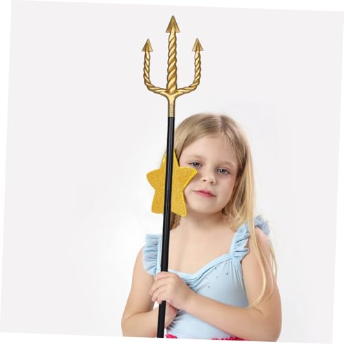 Beavorty Halloween König Kostüm Zubehör Plastischer Schwarzer Trident Stab mit Goldener Spirale Leichtes Cosplay Requisite für Teufel Verkleidung Party und Bühnenauftritte von Beavorty