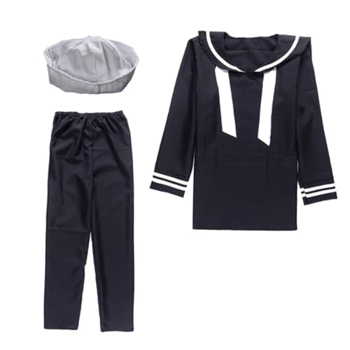 Beavorty Halloween Kostüm Matrosenanzug Herren Cosplay Set Hochwertigem Einstellungsfrei für Bühnenauftritte und Partys Blau Einheitsgröße von Beavorty