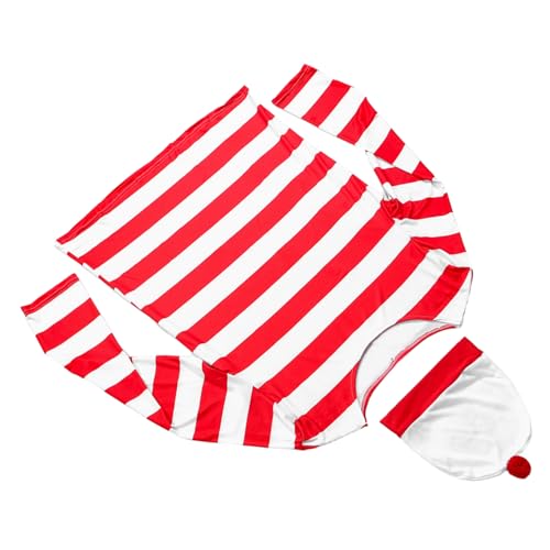 Beavorty Halloween Kostüm Rot-weiß Gestreiftes Langarmshirt mit Hut Lustiges Cosplay Outfit für Männer und Frauen Bequemes Hautfreundliches Material Komplettes Verkleidungsset für Halloween Beavorty Halloween Kostüm Rot-weiß Gestreiftes Langarmshirt mit Hut Lustiges Cosplay Outfit für Männer und Frauen Bequemes Hautfreundliches Material Komplettes Verkleidungsset für Halloween von Beavorty