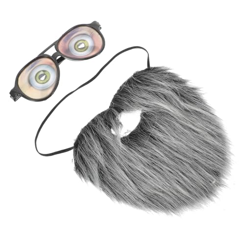 Beavorty Halloween Kostümset mit Realistischem Fake Schnurrbart und Schnurrbart Inklusive Schwarzer Grauer Brille Wiederverwendbar Robust für Karneval Mottopartys Cosplay und Fasching von Beavorty