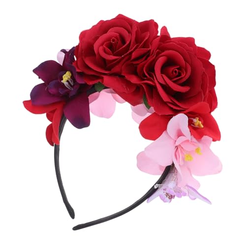 Beavorty Halloween Rosenblumen Haarreif mit Künstlichen Rosen Leichtes Stirnband für Kostümpartys Mexikanisches Day Of The Dead Accessoire Vielseitig für Halloween Hochzeiten und Alltag von Beavorty