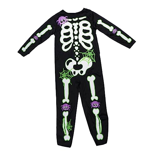 Beavorty Halloween Skelett Kostüm Schwarz Gruseliges Cosplay Outfit für Jungen Mädchen Party Role Play Kleidung von Beavorty