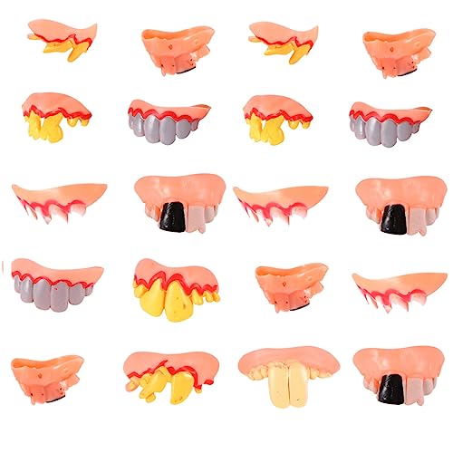 Beavorty Halloween-Zahnersatz 20 Stück -Fake-Zähne Hässliche Knorrige Zähne Knebelzähne Künstliche Zombie-Zähne Requisiten Für -Maskerade-Kostüm (Gemischter Stil) Vampirprothesen von Beavorty