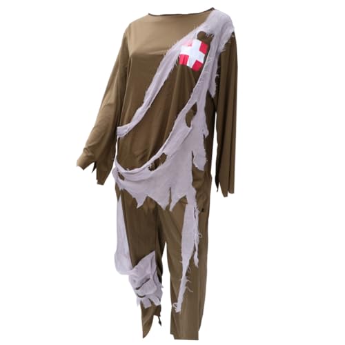 Beavorty Halloween Zombie Kostüm Erwachsene Gruseliges Cosplay Bühnenkostüm Strapazierfähigem Polyester Vielseitig für Party Aufführung Unisex Langlebig und Wiederverwendbar von Beavorty