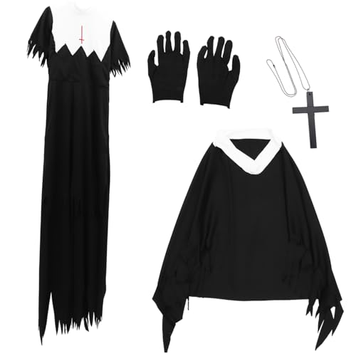 Beavorty Halloween Zombie Nonne Kostüm Damen Party Uniform Gruselige Verkleidung für Karneval und Halloween Feiern Xl Bequemes Material Langlebig Festliche Dekoration für Damen von Beavorty