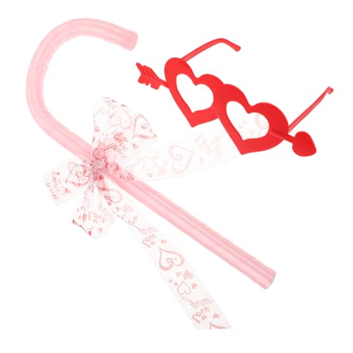Beavorty Halloween und Valentinstag Bowknot Candy Cane Kostüm Requisite mit Herz Brille Leichte Bühnen-photoaccessoires für Party Cosplay Tanz und Rollenspiel Einheitsgröße von Beavorty