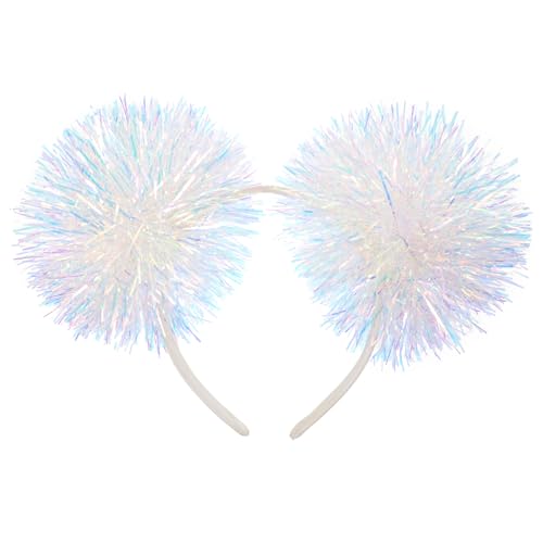Beavorty Pom-Stirnband: Lametta-Stirnband mit Folienstreifen – flauschiges Ball-Party-Stirnband, Cosplay-Haar-Accessoires für Frauen und Kinder, Weihnachtsparty, Geburtstagszubehör von Beavorty