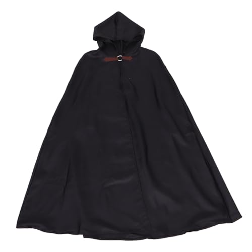 Beavorty Herren Kostüme Halloween-vampir-mantel Mantel Für Leistung Schwarzer Kapuzenmantel Mittelalterlicher Herrenmantel Umhang Mit Kapuze Halloween-cosplay-mantel Polyester Black von Beavorty