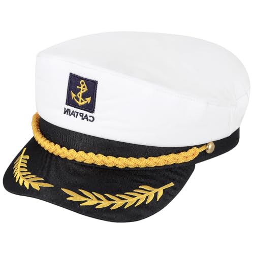 Beavorty Kapitän Hut Matrosen Skipper Cap Erwachsene Yacht Boot Matrosen Kapitän Kostüm Hut Verstellbar Navy Marine Hut für Party von Beavorty