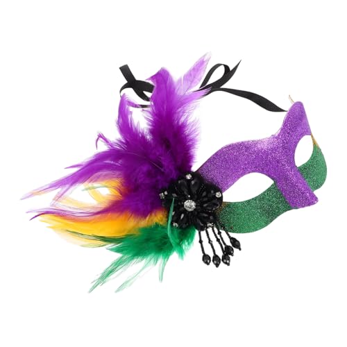 Beavorty Karnevalsfedermaske Karneval-poncho Mit Karneval-maske Maskerade-maske Für Paare Mardi Gras Hüte Für Frauen Maskenkostüm Maskenballkleider Karneval-abschlussballmaske Plastik von Beavorty