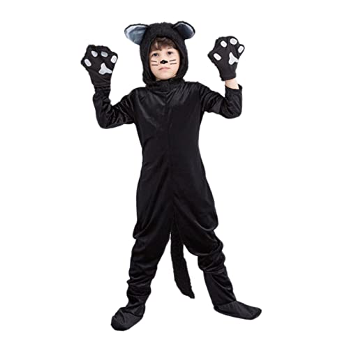 Beavorty Katze-Cosplay-Kleidung Halloween Kostüme Kinderkatze Kostüm Kinderkostüm kinderkleider kinderkleidung costume mask Rollenspielkostüm für Katzen-Cosplay-Outfits Black von Beavorty