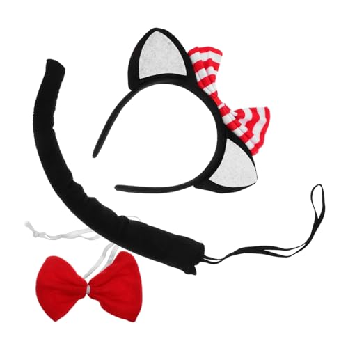 Beavorty Katzenohren Haarreif Set für Flauschiges Cosplay Kostüm mit und Fliege für Halloween Tierpartys und Bühnenaufführungen von Beavorty