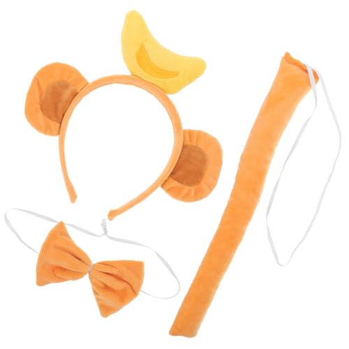 Beavorty Kawaii Affenohren Haarreif Set Tierkostüm Zubehör mit und Fliege für Karneval Cosplay Halloween und Kreative Fotografie von Beavorty