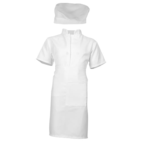 Beavorty Kinderbackkleidung Kinderkochanzug Kinderkoch -Outfit kochen Backkochschürze Schürze für backen Küchenschürze Kind Kochmützen für Polyester Weiß von Beavorty