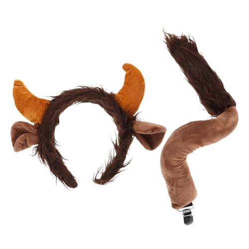 Beavorty Kuhhörner Stirnband Set mit Weiches Leichtes Tier ohren Horn headwear für Cosplay Themen partys Komfortables Langlebiges Zubehör für Erwachsene von Beavorty
