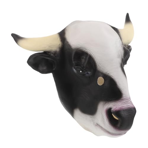 Beavorty Kuhmaske Bullenmaske Kuhkopfmaske Tiermaskenkuh Realistische Gesichtsmaske Kuh Halloween Kostüm Party-Cosplay-Kopfbedeckung Tierkopfmaskenkuh Kuh -Mündungsmaske Emulsion von Beavorty