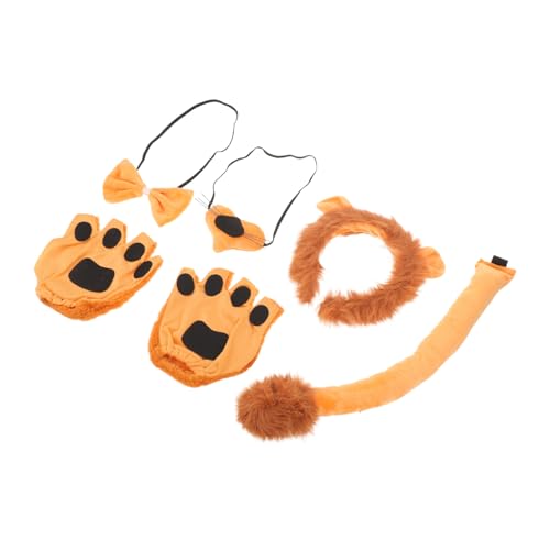 Beavorty Lion Kostüm mit Ohren Pfotenhandschuhen Nasen Schleife Leichtes Authentisches Tier Cosplay Zubehör für Halloween Karneval Rollenspiele von Beavorty