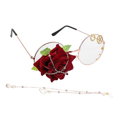 Beavorty Lolita Brille mit Kette Retro Cosplay Accessoire für Partys Unisex Steampunk Brille für Halloween Geburtstage Festivals Leicht von Beavorty