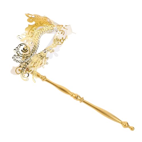 Beavorty Maskerade Maske Damen mit Abnehmbarem Stab Handgehaltene Venezianische Party Gesichtsmaske mit Funkelnden Strasssteinen Bequemer Sitz für Halloween Karneval Hochzeit Kostüm Cosplay von Beavorty