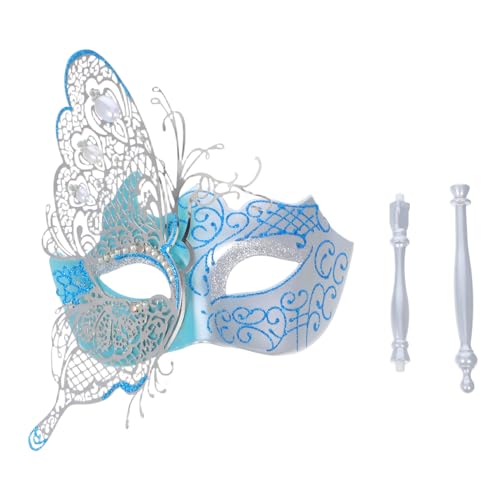 Beavorty Metal Venetian Butterfly mit Stab für Damen Elegantes Halloween Kostüm Ball Karneval Mardi Gras Party Accessoire Stilvolles Design für Faschingsfeiern von Beavorty