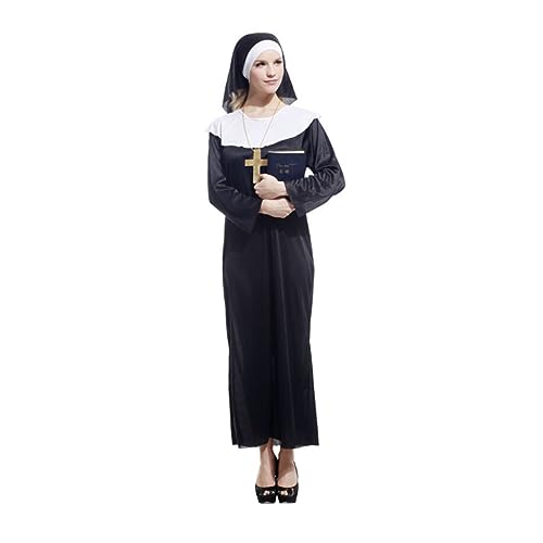Beavorty Nonnenkostüm Für Frauen Teiliges Halloween Kostüm Mit Robe Einfaches Klassisches Cosplay Outfit Für Gruselige Verkleidungen Für Halloween Events Partys von Beavorty