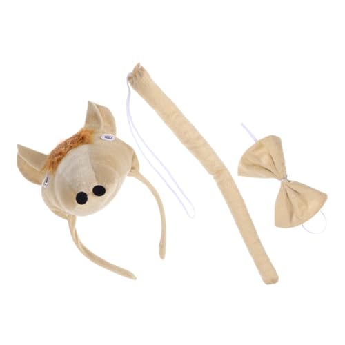 Beavorty Pferdekostüm Set Teiliges Zubehör mit Stirnband Fliege für Erwachsene Realistisches Design für Halloween Weihnachten Karneval Geburtstagsfeiern von Beavorty