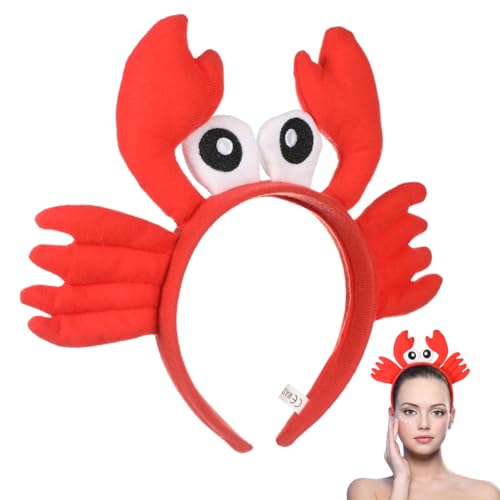 Beavorty Rotes Krabben-Stirnband PlüSch Haarreif Lustige Meerestier-Kopfbedeckung FüR Halloween, Geburtstagsfeier, Cosplay, Weihnachten, Maskerade von Beavorty