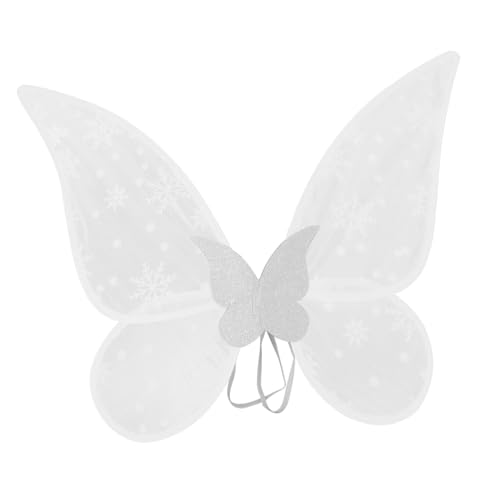 Beavorty Schneeflocken-Schmetterlingsflügel Riese Fee Dekoration Blau groß butterfly butterflies snowflakes Schmetterlingsflügel zum Anziehen Schmetterlingsflügel für Rollenspiele Garn Weiß von Beavorty