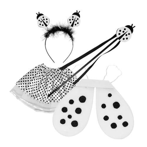 Beavorty Schwarzes und Weißes Flügel Kostümset für Party Cosplay Outfit mit Haarreif und Rock für Karneval und Leicht zu Reinigen und Langlebig von Beavorty