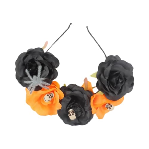 Beavorty Stirnband Requisiten Halloween-schädel-cosplay -stirnband Skelett Stirnbänder Halloween Blumenstirnband Groß Party Cosplay Blumenstirnband Prom Haarband Black Stoff von Beavorty