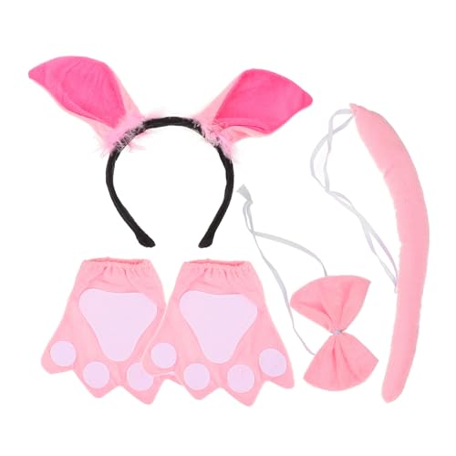 Beavorty Tierkostüm Schwein Stirnband Set für Halloween Karneval Bühnenauftritte mit Schweineohren und Handschuhen Vielseitig für Rollenspiele und Partys von Beavorty