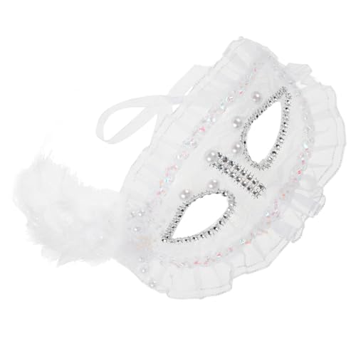 Beavorty Venezianische Spitzen Halbmaske mit Perlen und Federn Leichte Karneval Masquerade Maske für Damen für Halloween Kostümparty und Ballveranstaltungen Beavorty Venezianische Spitzen Halbmaske mit Perlen und Federn Leichte Karneval Masquerade Maske für Damen für Halloween Kostümparty und Ballveranstaltungen von Beavorty