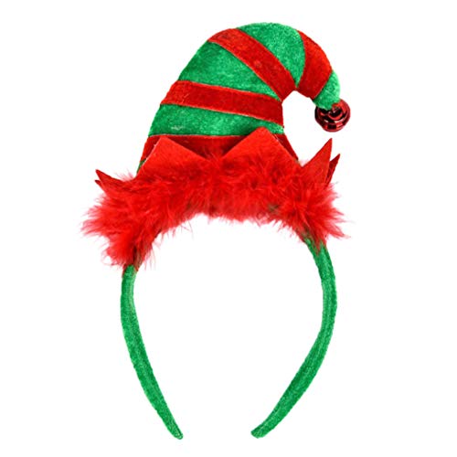 Beavorty Weihnachts-Stirnbänder, Elfen-Stirnbänder mit Glöckchen, Weihnachtsmützen-Stirnband, Weihnachts-Elfenmütze, Kopfbedeckung für Weihnachten, Kostümzubehör, Partygeschenke, Fotokabine von Beavorty