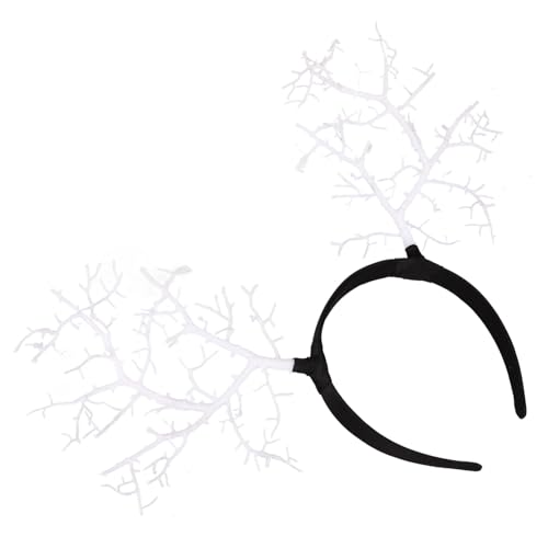 Beavorty Weißes Hirschgeweih Haarreif mit Filigranen Baumzweigen Zartes Haarcuff für Festival und Kostümpartys Vielseitiges Party Accessoire für Cosplay Anlässe von Beavorty