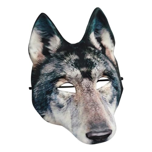 Beavorty Wolfsmaske pelzige Regenmaske Fuchs Halbmasken Kostüm Realistische Bärenmaske Fuchsmaske tierische Halloween-Tiermaske Eva Grey von Beavorty