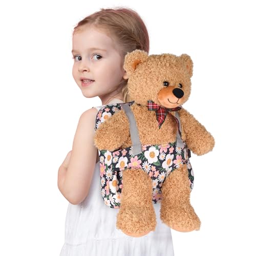 Bebamour Puppentragerucksack, 100% Baumwolle, Kinderrucksack für Puppenzubehör Aufbewahrungstasche (Green Flowers) von Bebamour