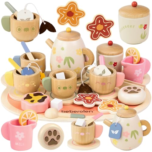 Beberolen Tee Service Set Kinder Holz Kinderküche Teeservice, 31PCS Spielküche Zubehör Teeparty Set Holz, Rollenspiel Tee Set Kinder Outdoor, Holzspielzeug Teeset Geschenk Mädchen Jungen Beberolen Tee Service Set Kinder Holz Kinderküche Teeservice, 31PCS Spielküche Zubehör Teeparty Set Holz, Rollenspiel Tee Set Kinder Outdoor, Holzspielzeug Teeset Geschenk Mädchen Jungen von Beberolen