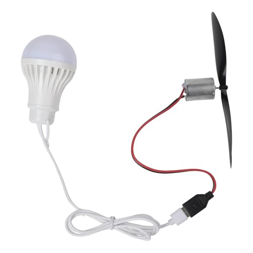 Mini-Windturbinen-Generator-Kit mit USB-LED-Licht für pädagogische STEM-Lern-Lehrprojekte – ABS-Metallkonstruktion, 18 cm Propeller, 5 W Glühbirne, 1 m Kabel von Bebykilemi