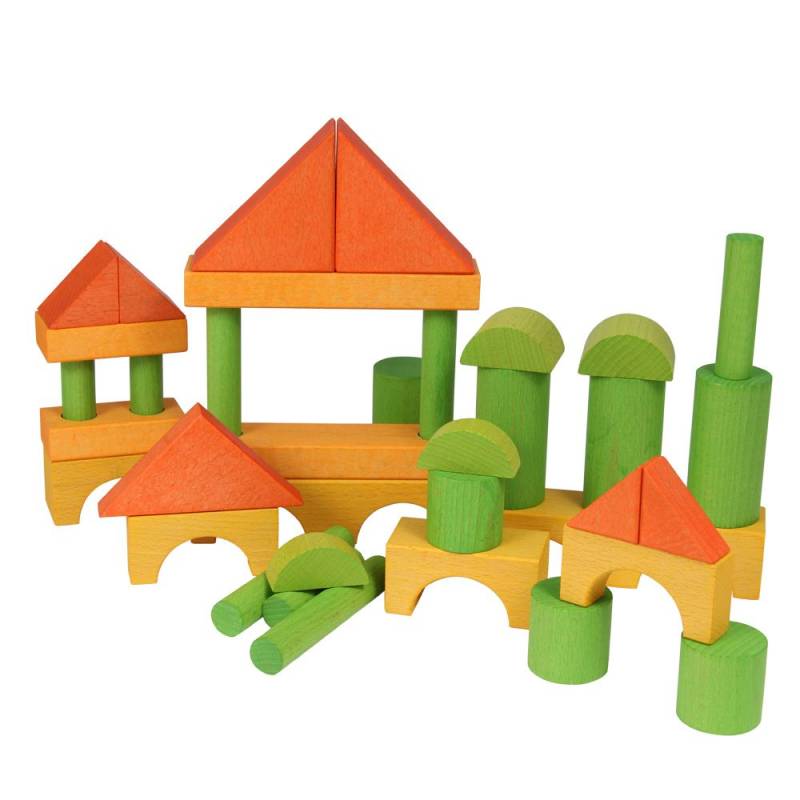 Beck 38 Ergänzungsbausteine Holz bunt gebeizt von Beck Holzspielzeug