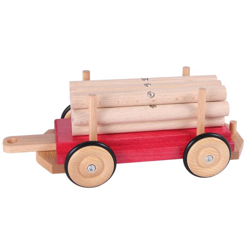 Beck Holz Eisenbahn Langholzwagen mit 12 Rundstäben von Beck Holzspielzeug