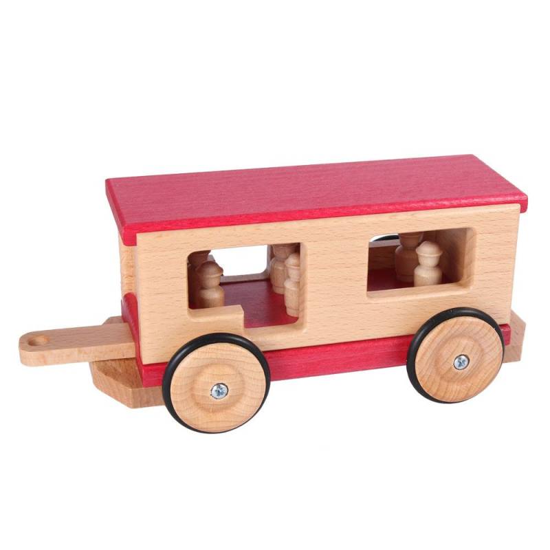 Beck Holz Eisenbahn Personenwagen mit 8 Holzfiguren von Beck Holzspielzeug