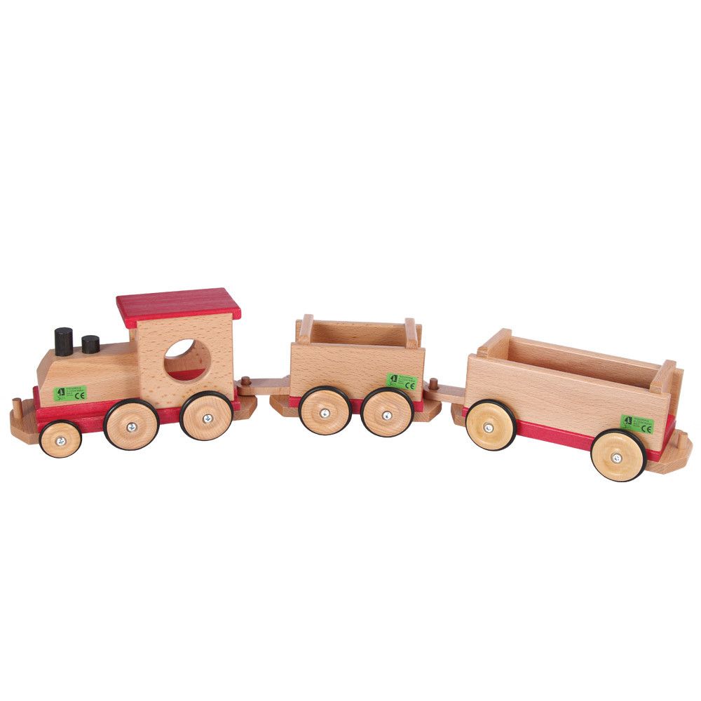 Kindereisenbahn Holz mit 2 Wagen von Beck von Beck Holzspielzeug